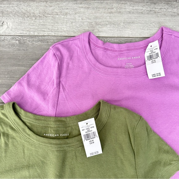 American Eagle T Shirt Cropped Green and Purple - Picture 2 of 10